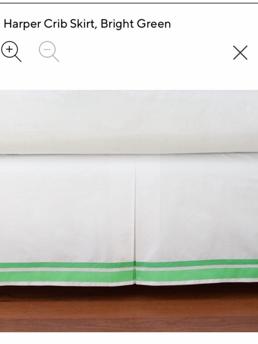Pottery Barn Kids Harper White Crib Skirt with green stripe